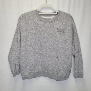 Madewell Women's XS Sweatshirt Crewneck Gray Pockets Oversized Crop